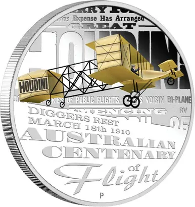 2010 $1 Australian Centenary of Flight 1oz Silver Coloured Proof Coin