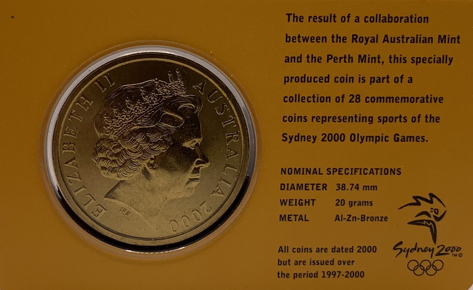 2000 $5 Sydney Olympic Gold Coin - Badminton