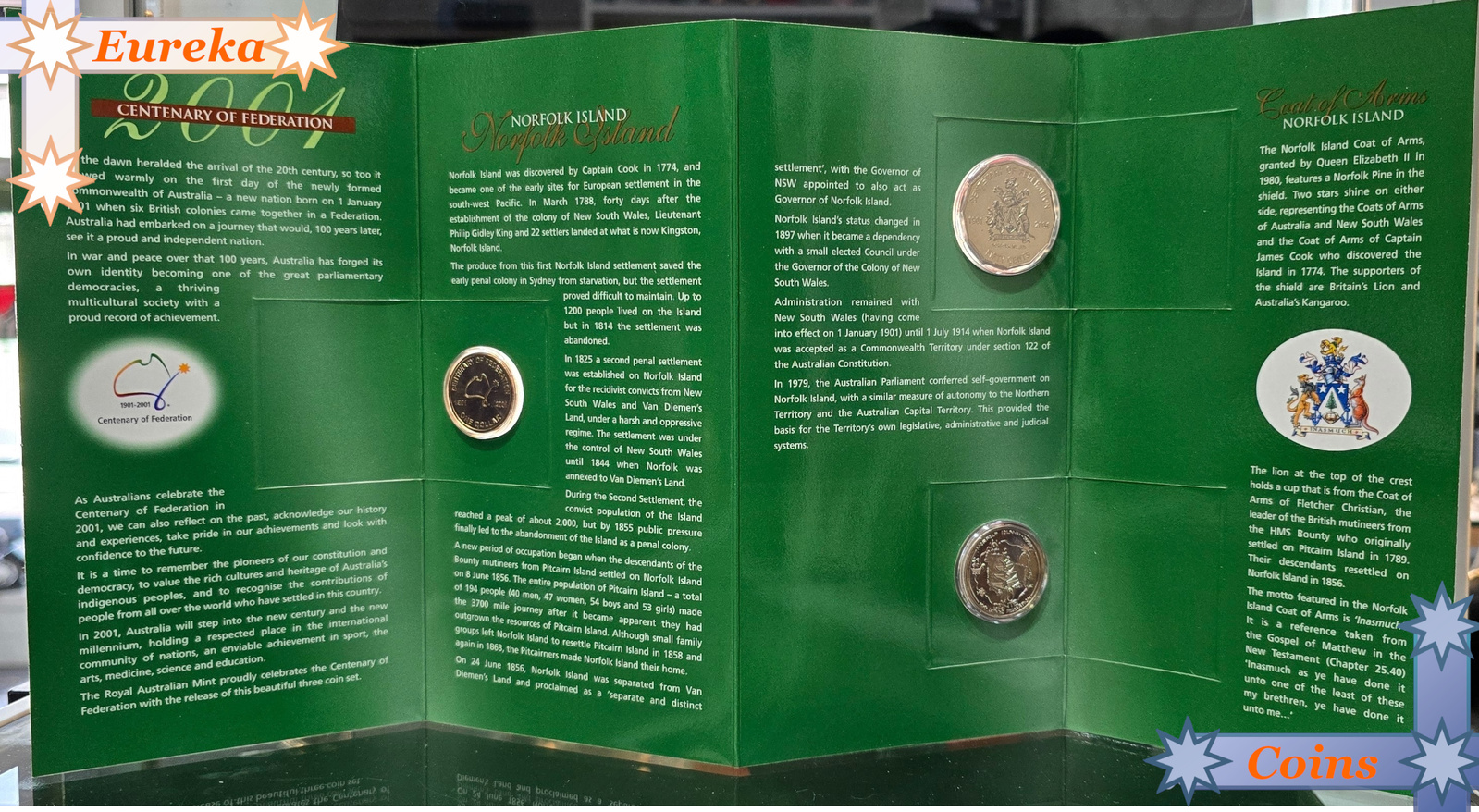 2001 Centenary of Federation Norfolk Island Three Coin Uncirculated Set