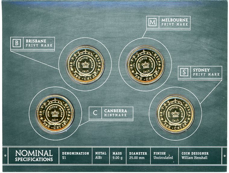 2013 - Holey Dollar & Dump 4X $1 Mintmark set One Dollar