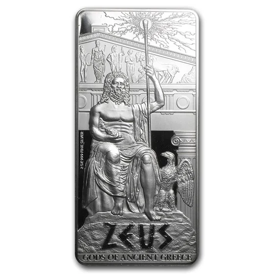2013 2oz Silver Gods Of Olympus Zeus Silver Coin in Display