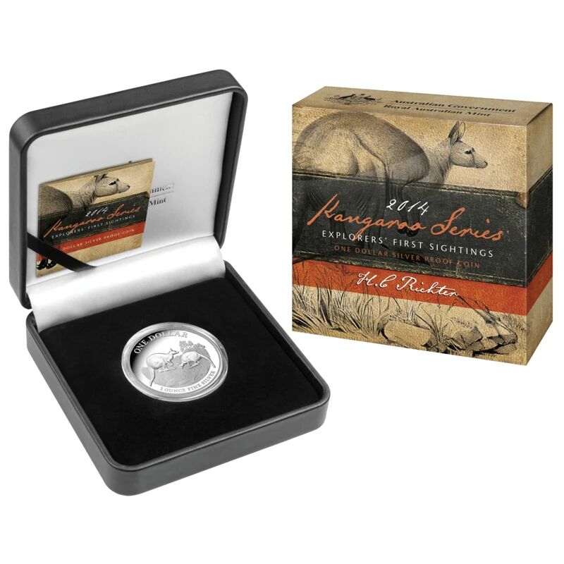 2014 1oz Silver Kangaroo Series - Explorers First Sightings Proof Coin