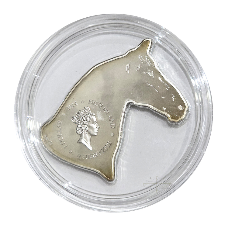2014 1oz Lunar Calendar series - Year of the Horse Head Shaped Silver Proof (Toned)