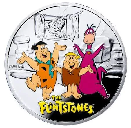 2014 $1 Silver The Flinstones Characters Coloured Proof Coin