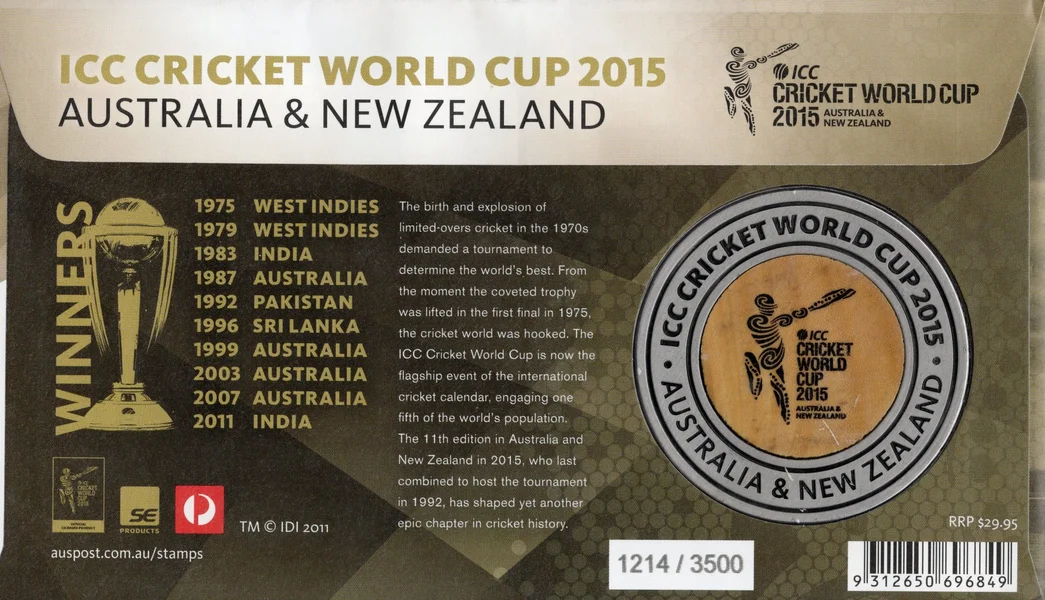 2015 ICC Cricket World Cup Australia & New Zealand Medallion PMC