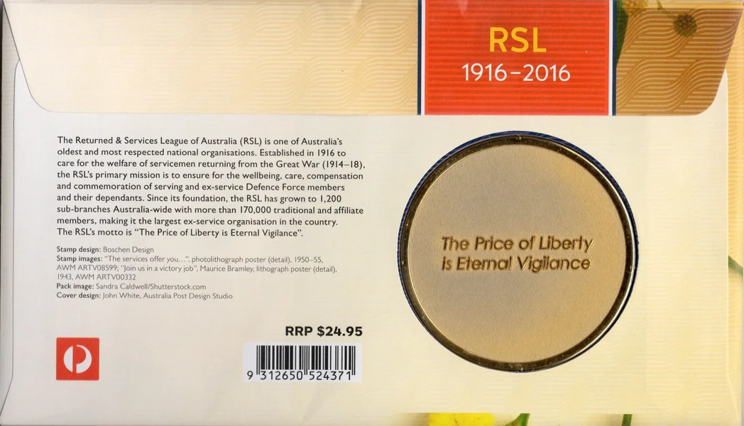 2016 RSL Centenary 1916 - 2016 Medallion PMC