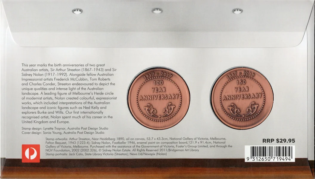 2017 Australian Artists Arthur Streeton and Sidney Nolan Medallion PMC