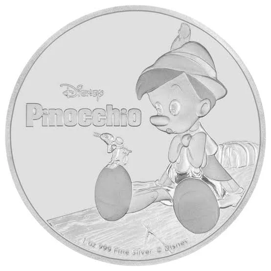 2018 1oz $2 Niue Disney Classics Pinocchio Silver Coin
