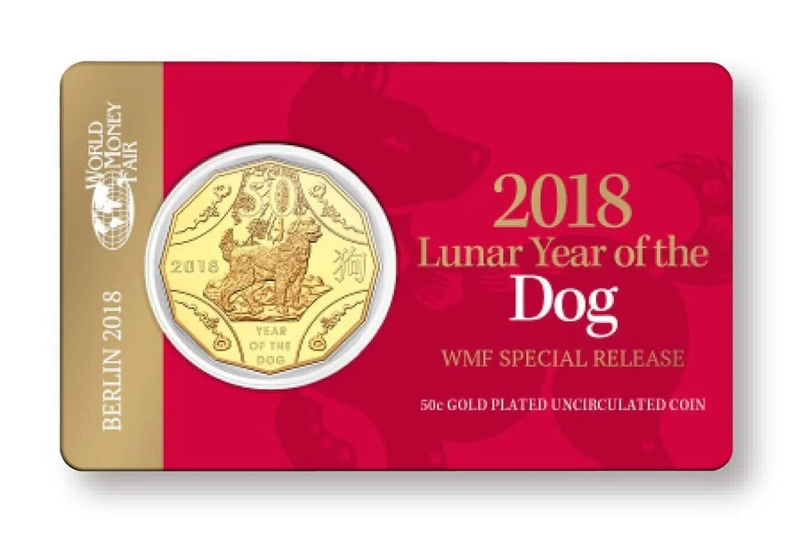 2018 50c Year of the Dog - WMF Special Release Gold Plated Coin