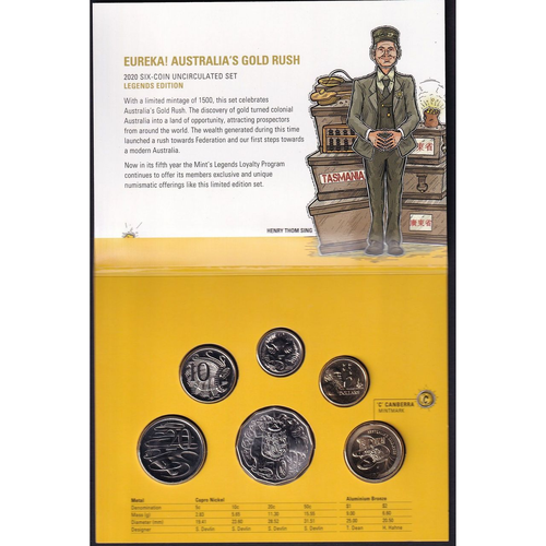 2020 6-Coin Mint Set - Eureka Australia's Gold Rush Legends Edition