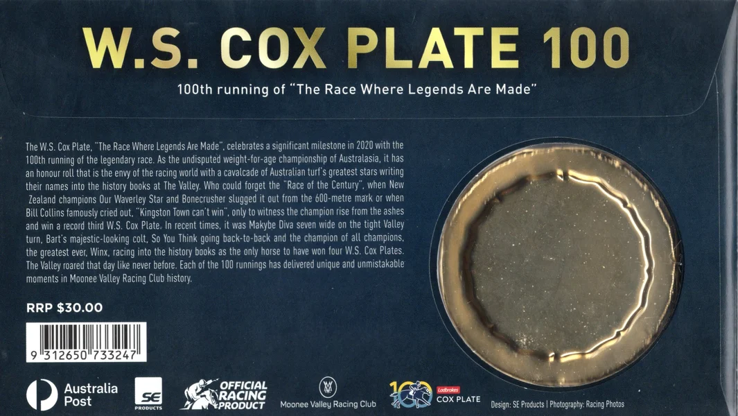 2020 100th Running of W.S. Cox Plate Medallion PMC
