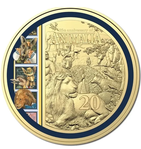 2021 20c Animalia - Special Delux Edition Book with Gold Plated Coloured Coin