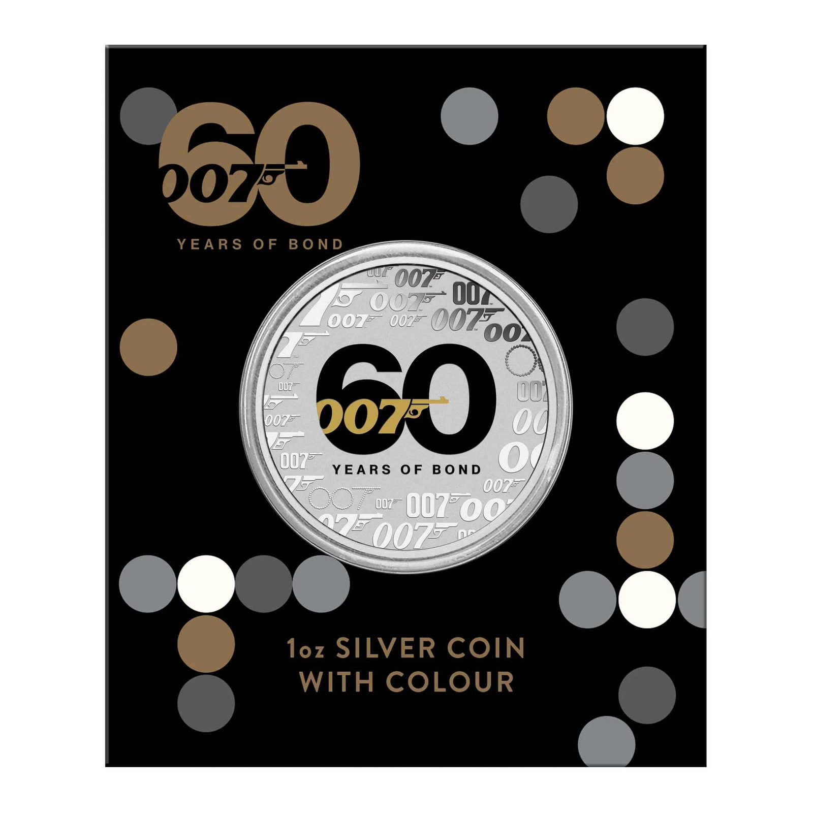 2022 1oz Silver 60 years of James Bond Coloured Coin in Card