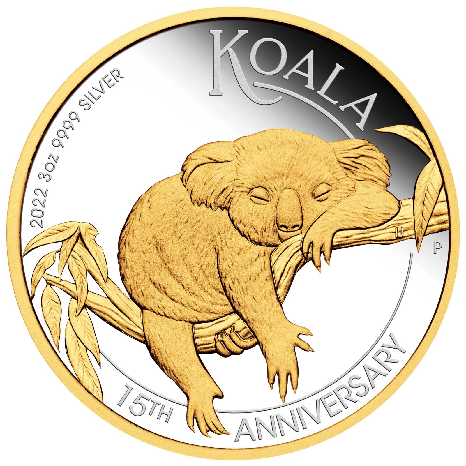 2022 3oz Australian Koala 15th Anniversary Silver Proof Gilded Coin