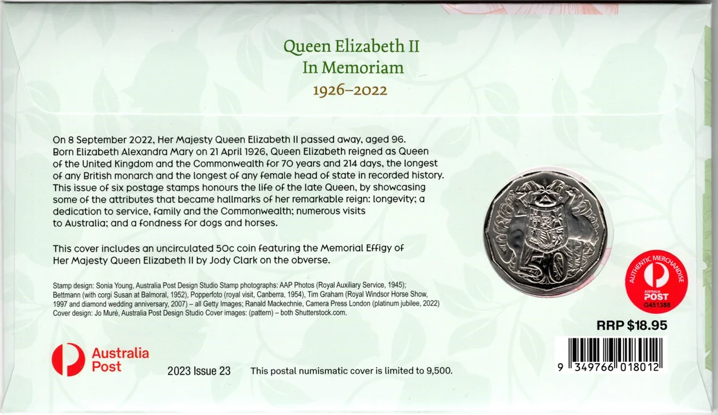 2022 50c Queen Elizabeth II In Memoriam 1926 - 2022 PNC