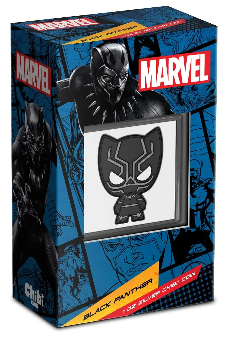 2023 1oz MARVEL BLACK PANTHER Silver Coloured Proof Chibi Coin