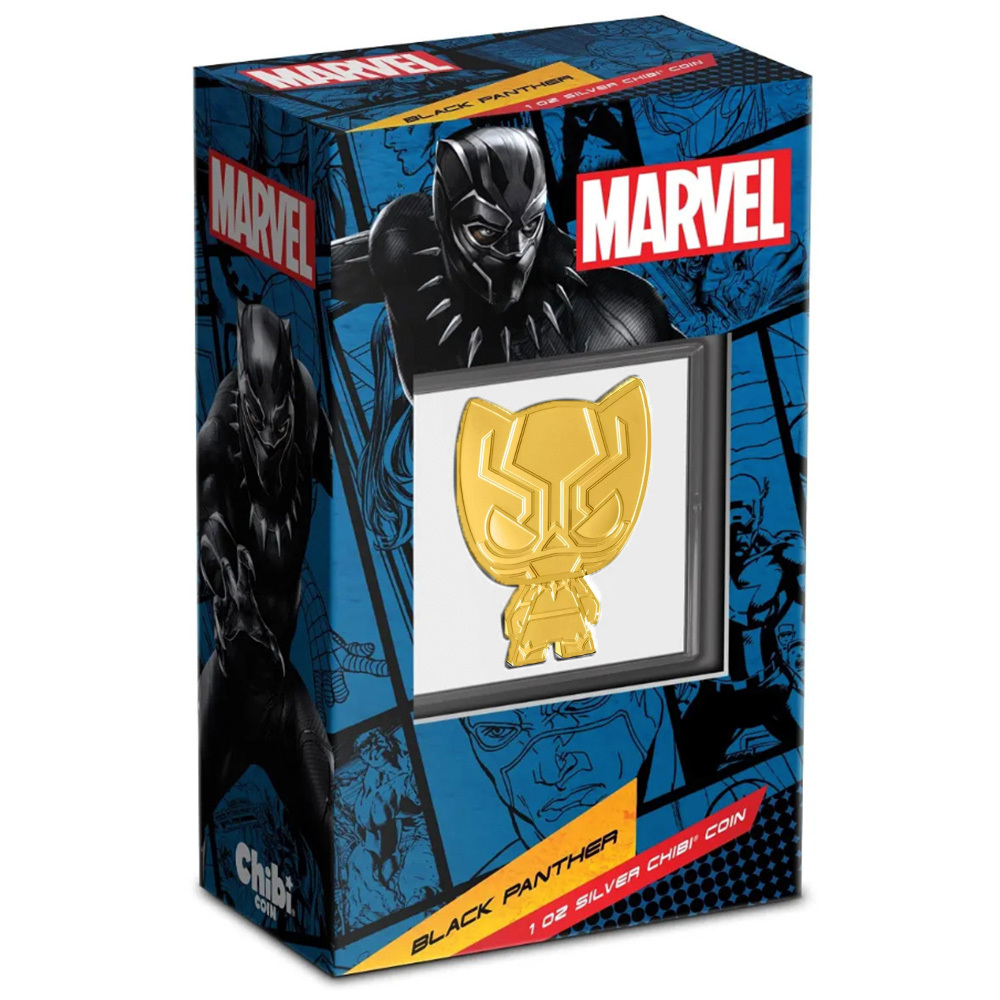 2023 1oz MARVEL BLACK PANTHER Gilded Silver Proof Chibi Coin