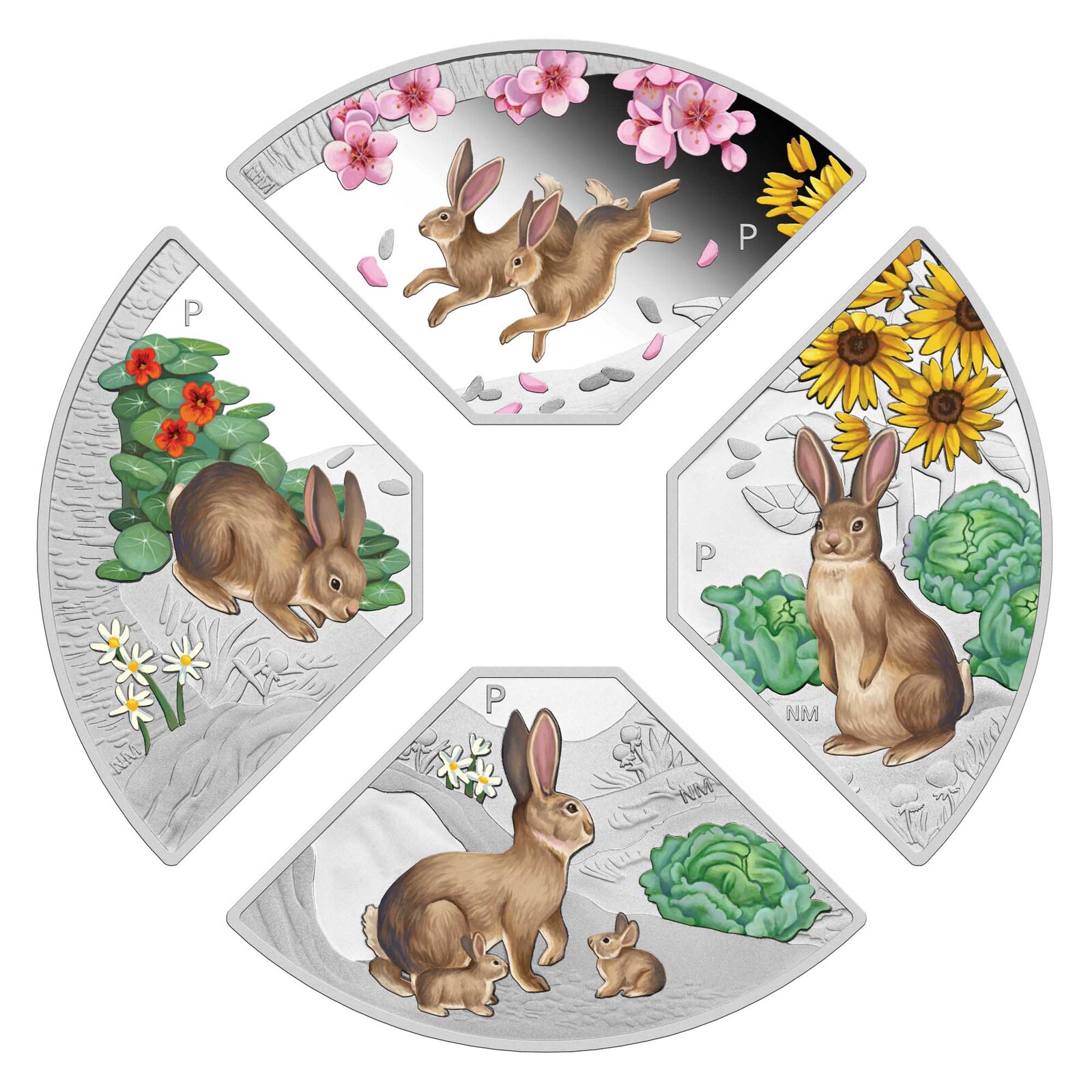 2023 1oz Silver Year of the Rabbit Quadrant Four-Coin Set