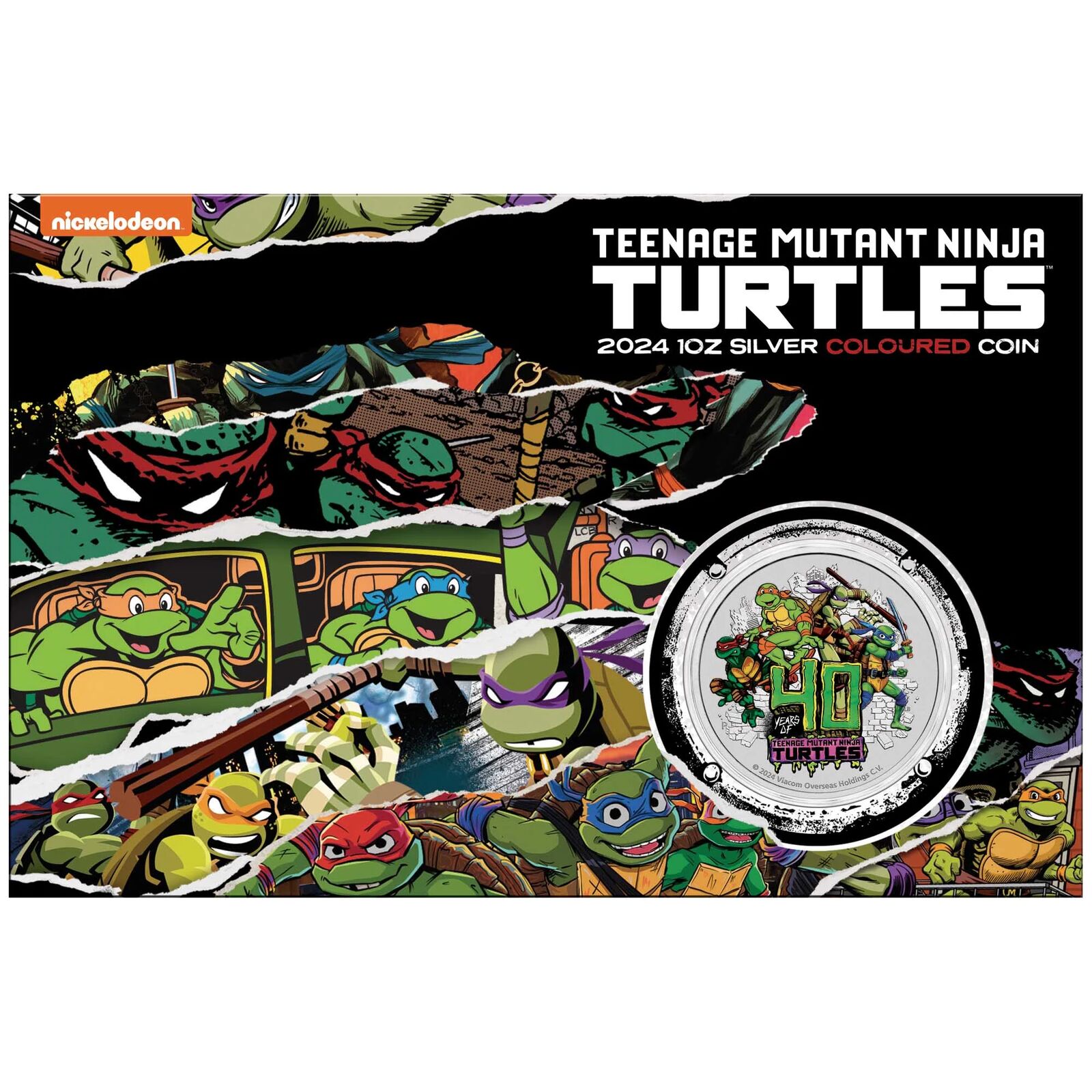  2024 1oz Silver Teenage Mutant Ninja Turtles Coloured Coin in Card