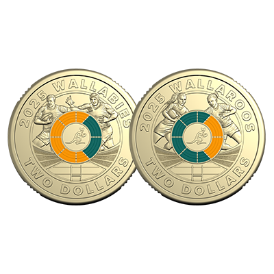 2025 $2 Wallabies / Wallaroos UNC Carded Two-coin Set