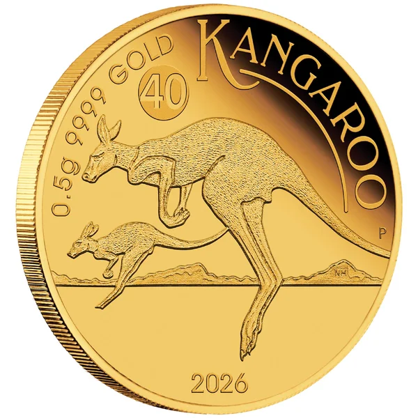 2026 0.5g Gold Mini Roo Proof Coin in Card