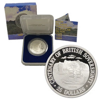 1988 Cook Island Centenary of British Sovereignty Silver Proof $25 Coin