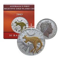 2003 1oz Kangaroo Selectively Gold Plated Silver Proof