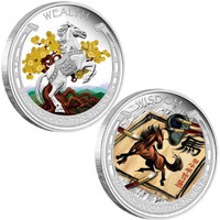 2014 1oz Lunar Good Fortune - Year of The Horse Silver Proof 2 Coin Set