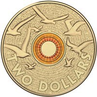 2015 - $2 Remembrance Orange Coloured Coin