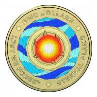 2018 - $2 Lest We Forget, Eternal Flames, Multi Coloured Coin