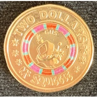 2019 - $2 Mr Squiggle, Gus, Red & Green Coloured Coin