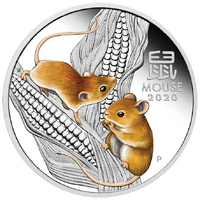 2020 1oz Year of the Mouse Silver Proof Coloured Coin