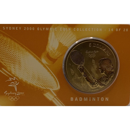 2000 $5 Sydney Olympic Gold Coin - Badminton