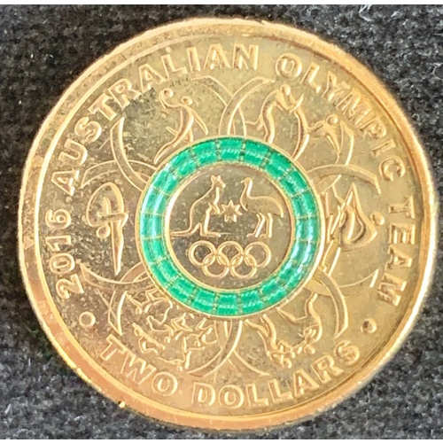 2016 - $2 Olympics Green Coloured Coin