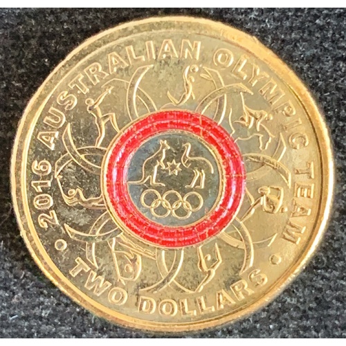 2016 - $2 Olympics Red Coloured Coin