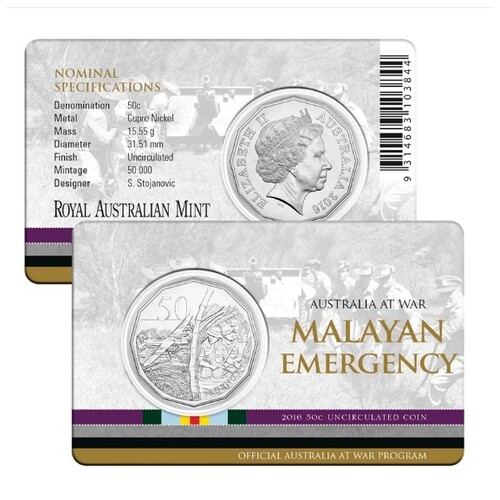 2016 50c Australia At War - Malayan Emergency