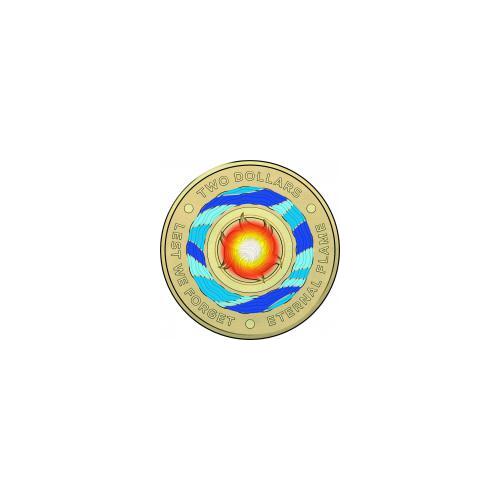 2018 - $2 Lest We Forget, Eternal Flames, Multi Coloured Coin