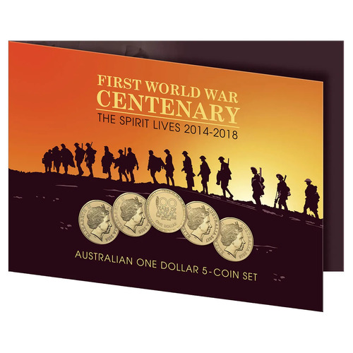 2014-2018 100 Years of ANZAC 5 Coin Set