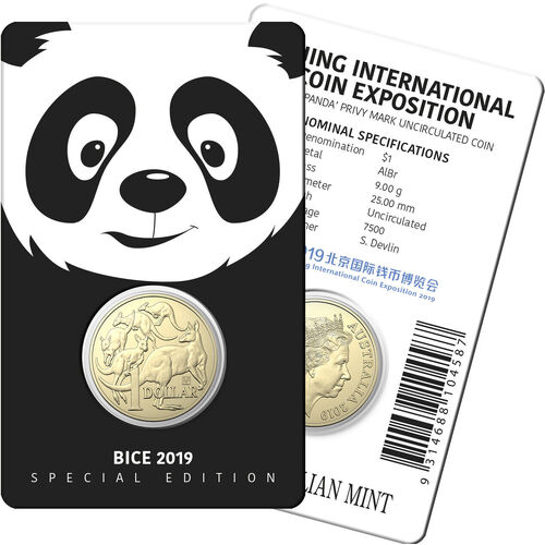 2019 $1 Beijing International Coin Exposition "Panda" Privy Mark