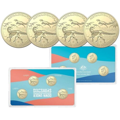 2022 $1 Dinosaurs Down Under 4 Coin Privy Mark