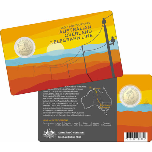 2022 $1 150th anniversary of Australian Overland Telegraph Line
