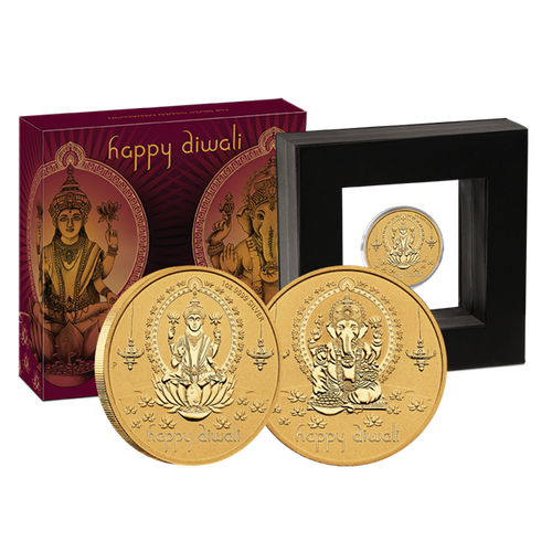 2022 1oz DIWALI Silver Proof Gilded Medallion