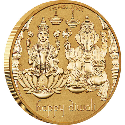 2023 1oz DIWALI Silver Proof Gilded Medallion