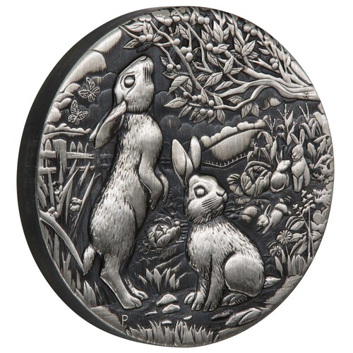 2023 2oz Silver Lunar Series III Year of the Rabbit Antiqued Coin